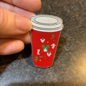 Disney Inspired Holiday Red Coffee Cup Enamel Pin